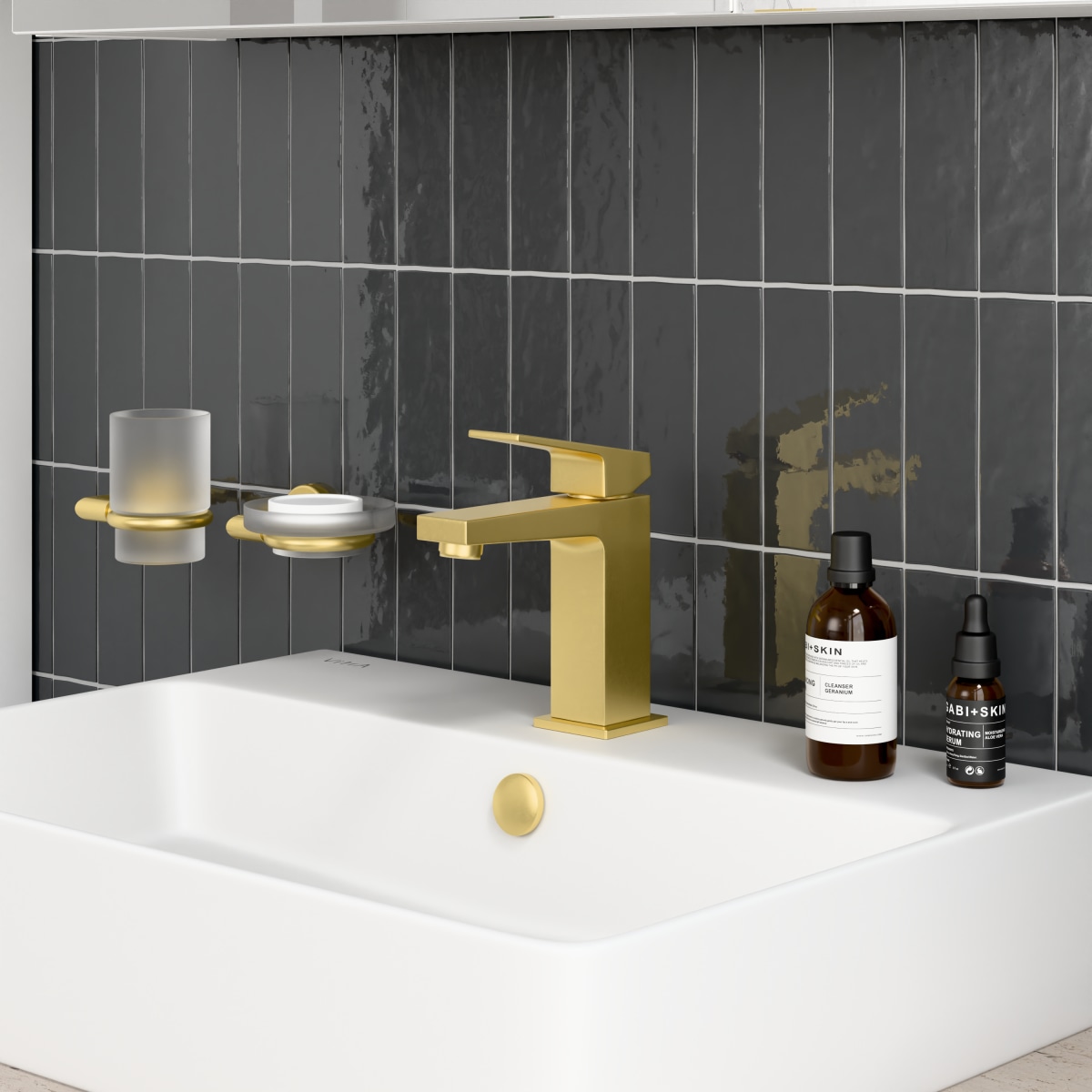 Смеситель для раковины VitrA Minimax Square (Минимакс Сквуэр) A4372025EXP однорычажный брашированное золото латунь