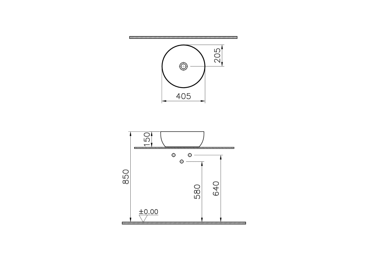 Раковина чаша VitrA Outline Recycled (Аутлайн Ресайклд) 7992B066-0016 41 x 41 см накладная матовая бежевая антибактериальное покрытие Hygiene (Хайджн)
