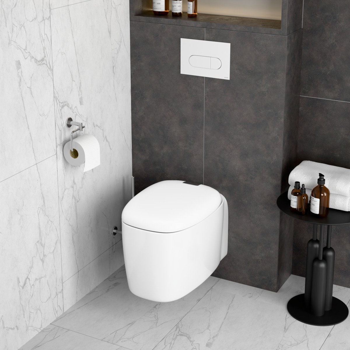 Подвесной унитаз VitrA Plural (Плюрал) 7830B401-0075 безободковый Rim-ex (Рим-экс) матовый белый санитарный фарфор антибактериальное покрытие Hygiene + Clean (Хайджн + Клин)