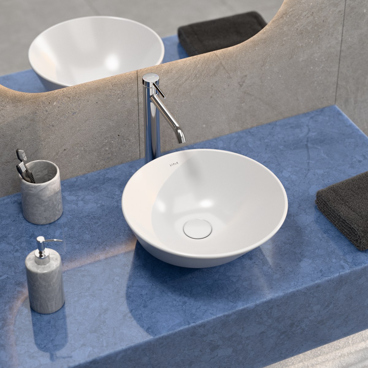 Раковина чаша VitrA Geo (Гео) 7421B003-0016 38 x 38 см накладная белая антибактериальное покрытие Hygiene (Хайджн)