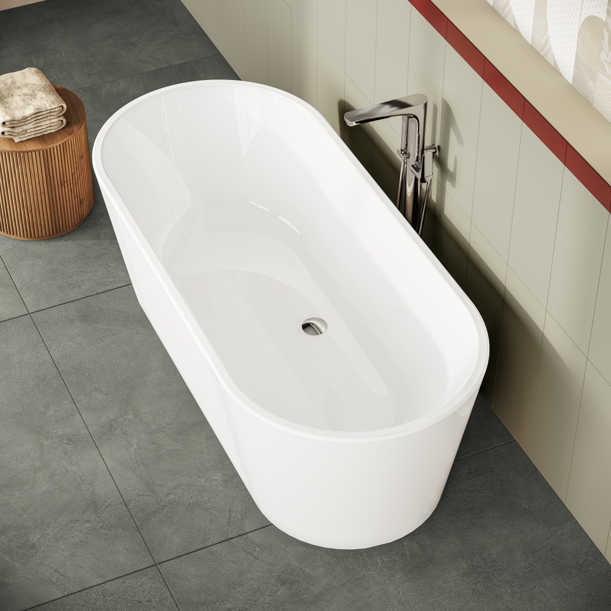 Ванна VitrA Geo (Гео) 65380006000 180 x 80,5 см отдельностоящая акриловая прямоугольная белая