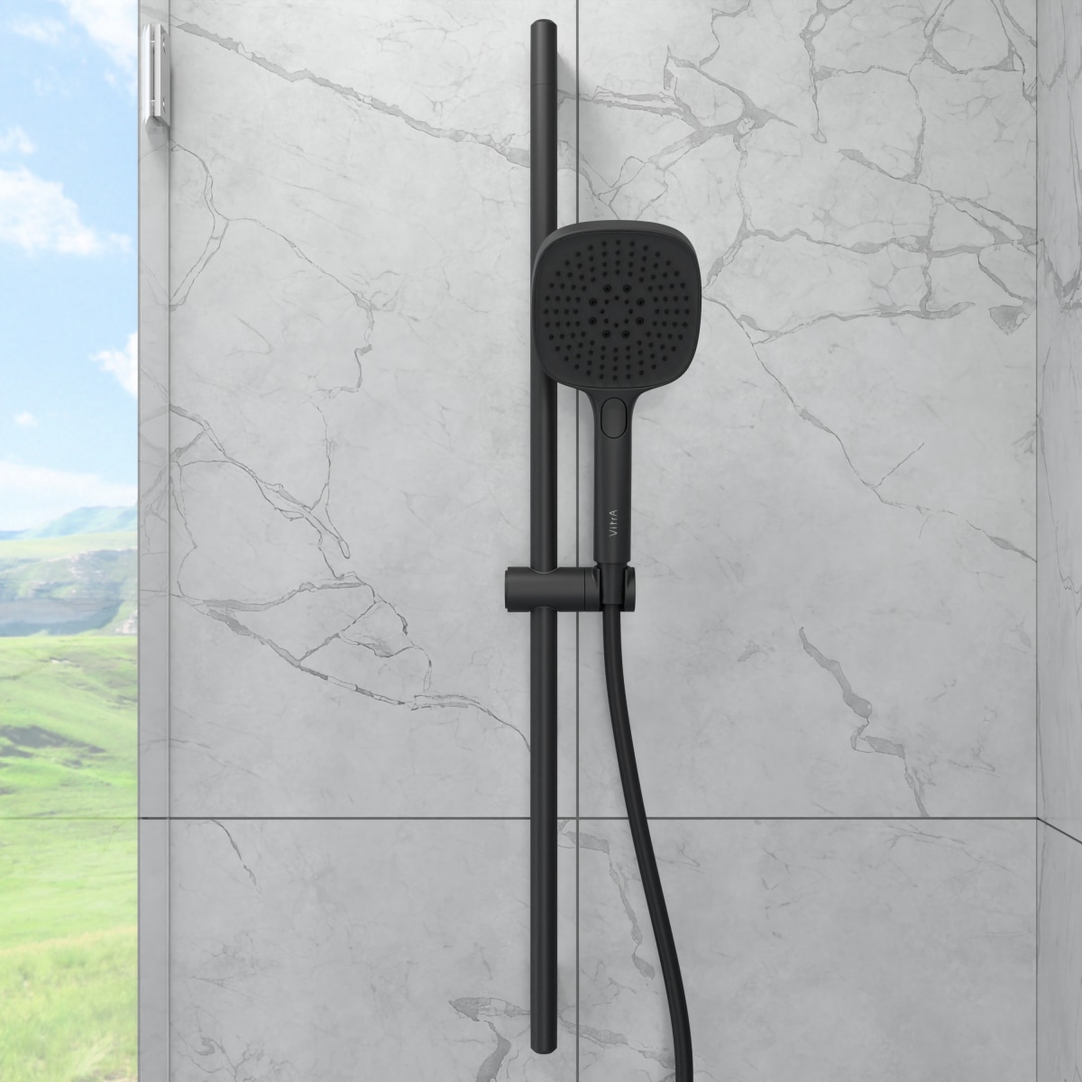 Душевая стойка VitrA Core Square (Кор Скуэр) A4591736EXP с ручным душем без смесителя матовая черная