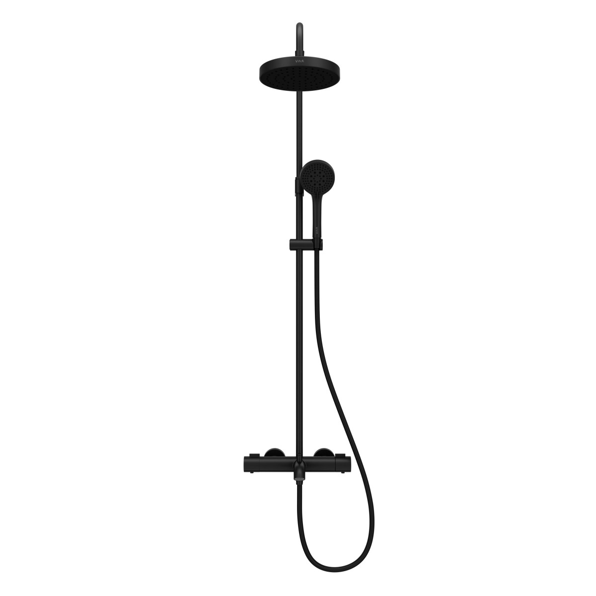 Душевая система VitrA Base Round (Бейс Раунд) A4730336EXP с термостатическим смесителем и ручным душем матовая черная латунь