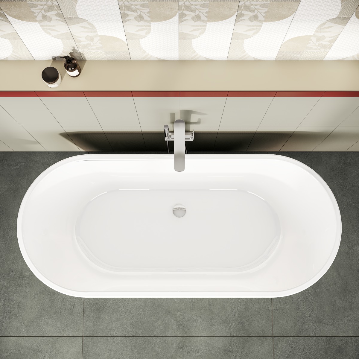 Ванна VitrA Geo (Гео) 65380006000 180 x 80,5 см отдельностоящая акриловая прямоугольная белая