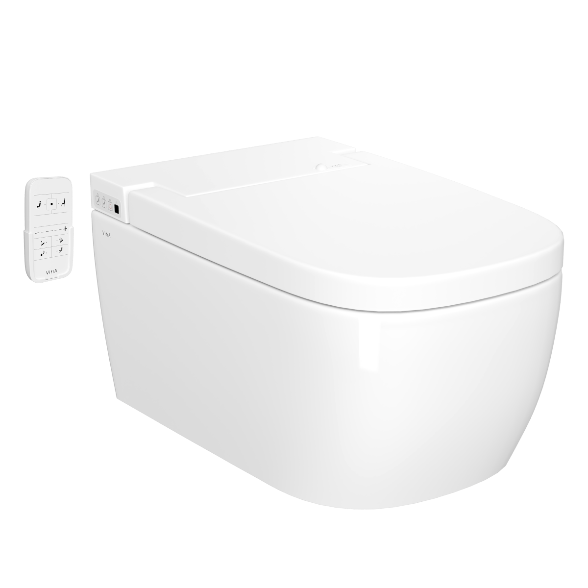 Умный унитаз VitrA V-Care (Ви-Кеар) 5674B003-6193 Basic подвесной безободковый Rim-ex (Рим-экс) c бидеткой белый санитарный фарфор антибактериальное покрытие Hygiene (Хайджн)