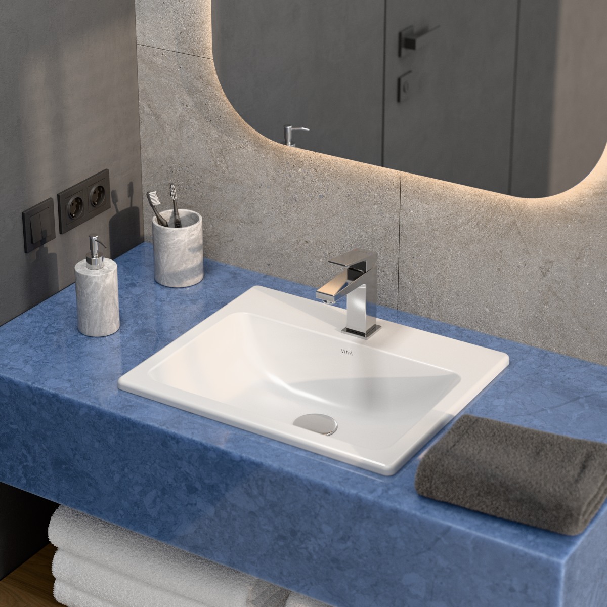 Встраиваемая сверху раковина VitrA S20 5465B003-0001 55 x 45 см прямоугольная белая антибактериальное покрытие Hygiene (Хайджн)