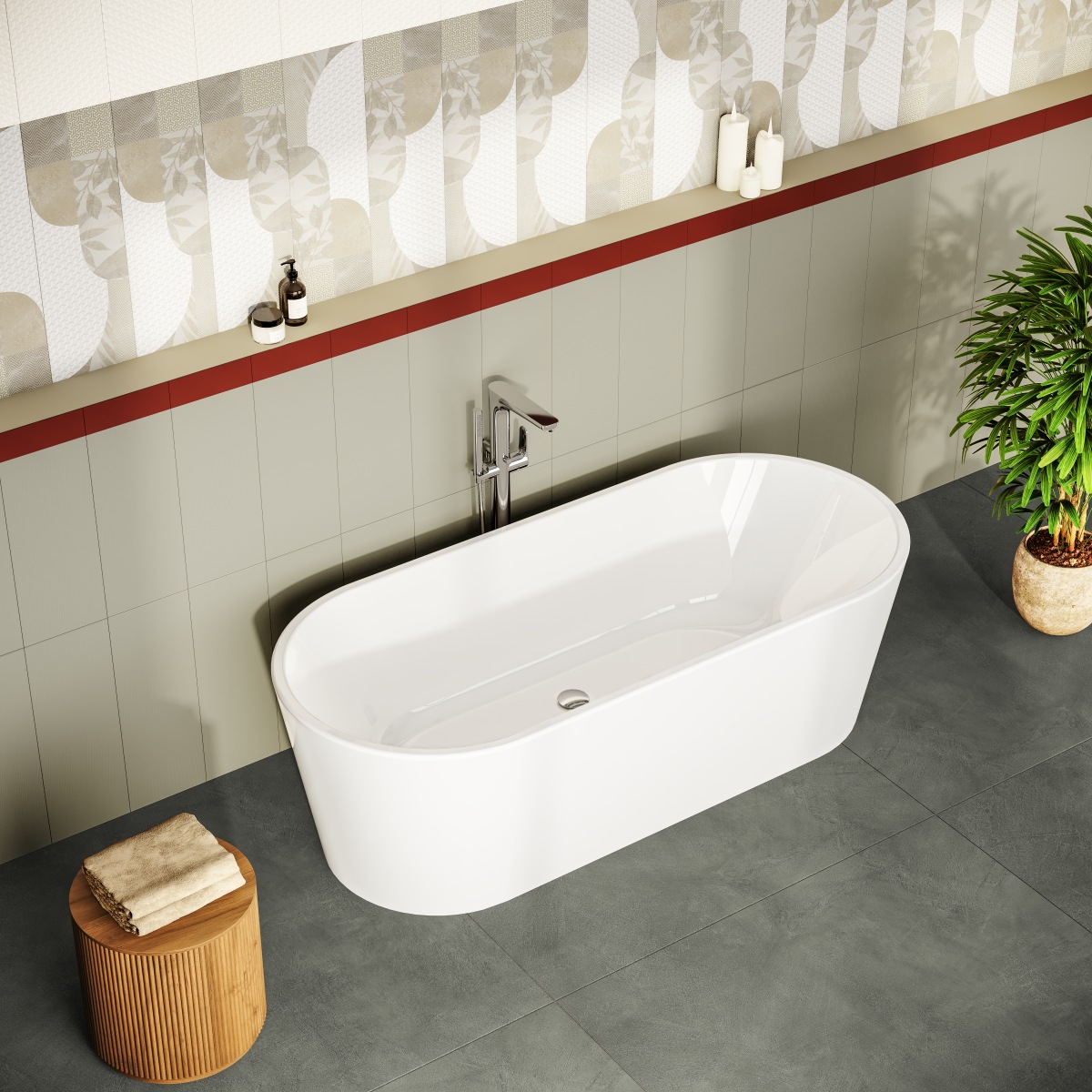 Ванна VitrA Geo (Гео) 65380006000 180 x 80,5 см отдельностоящая акриловая прямоугольная белая