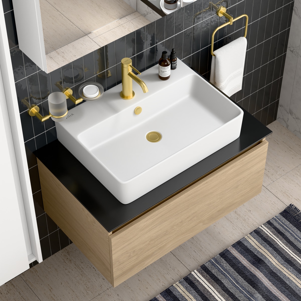 Смеситель для раковины VitrA Minimax Round (Минимакс Раунд) A4353025EXP однорычажный брашированное золото латунь
