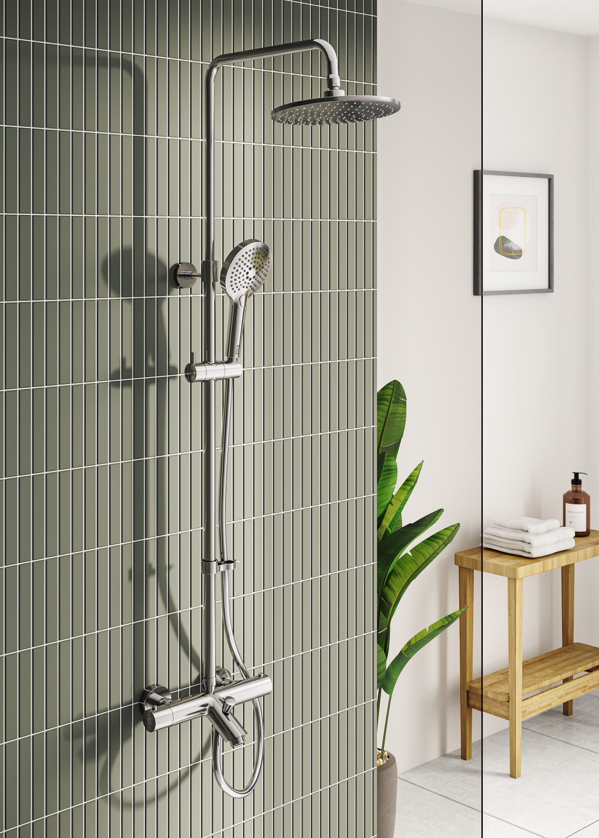 Душевая система VitrA AquaHeat (Аквахит) A47208EXP с термостатическим смесителем и ручным душем хром латунь