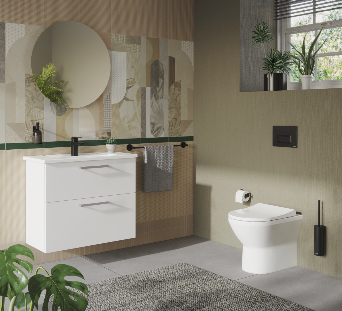 Тумба с раковиной для ванной VitrA Root Flat (Рут Флэт) 66306 80 см глянцевая белая МДФ