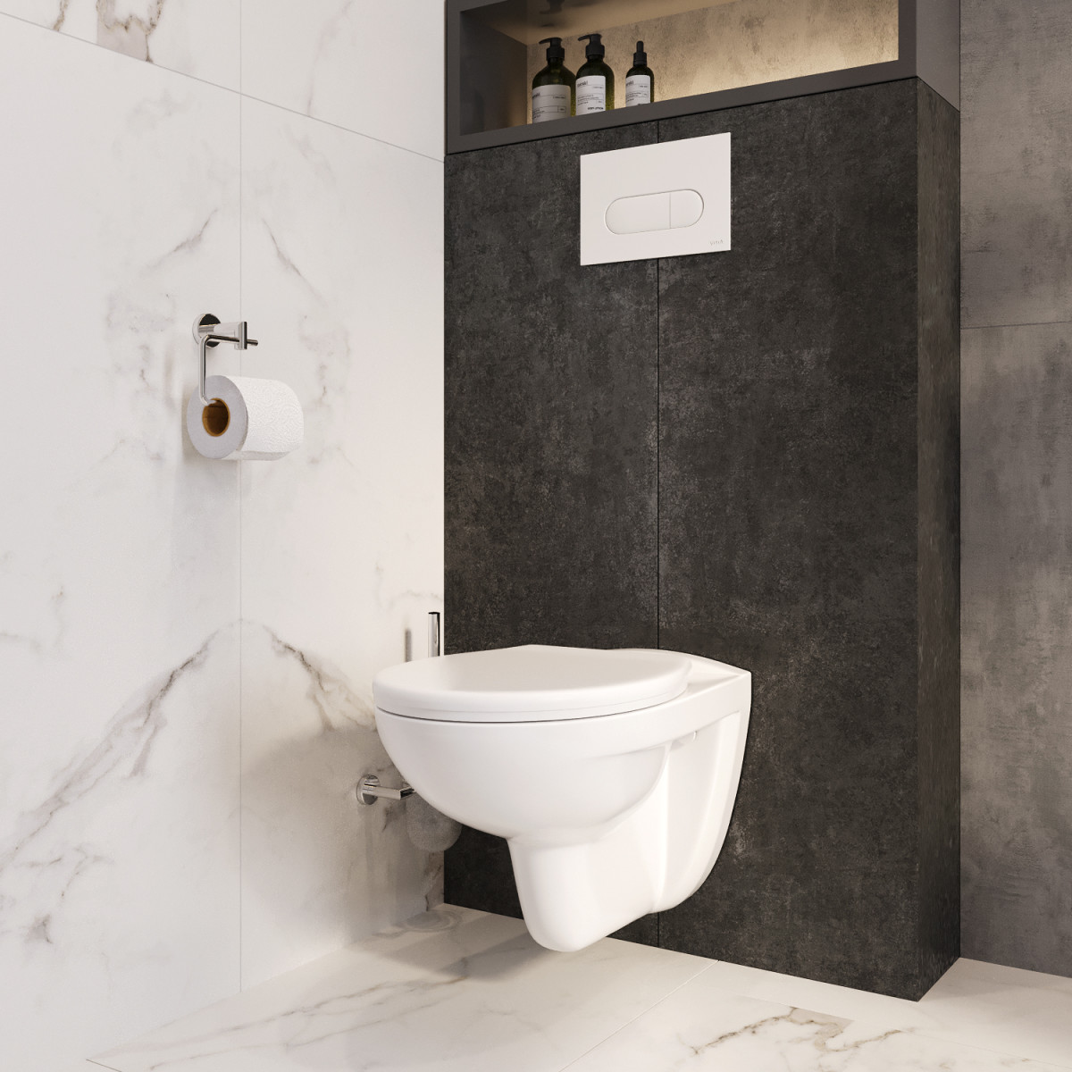 Инсталляция с унитазом VitrA Normus (Нормус) 9773B003-7207 комплект 4 в 1 цвет клавиши глянцевый белый