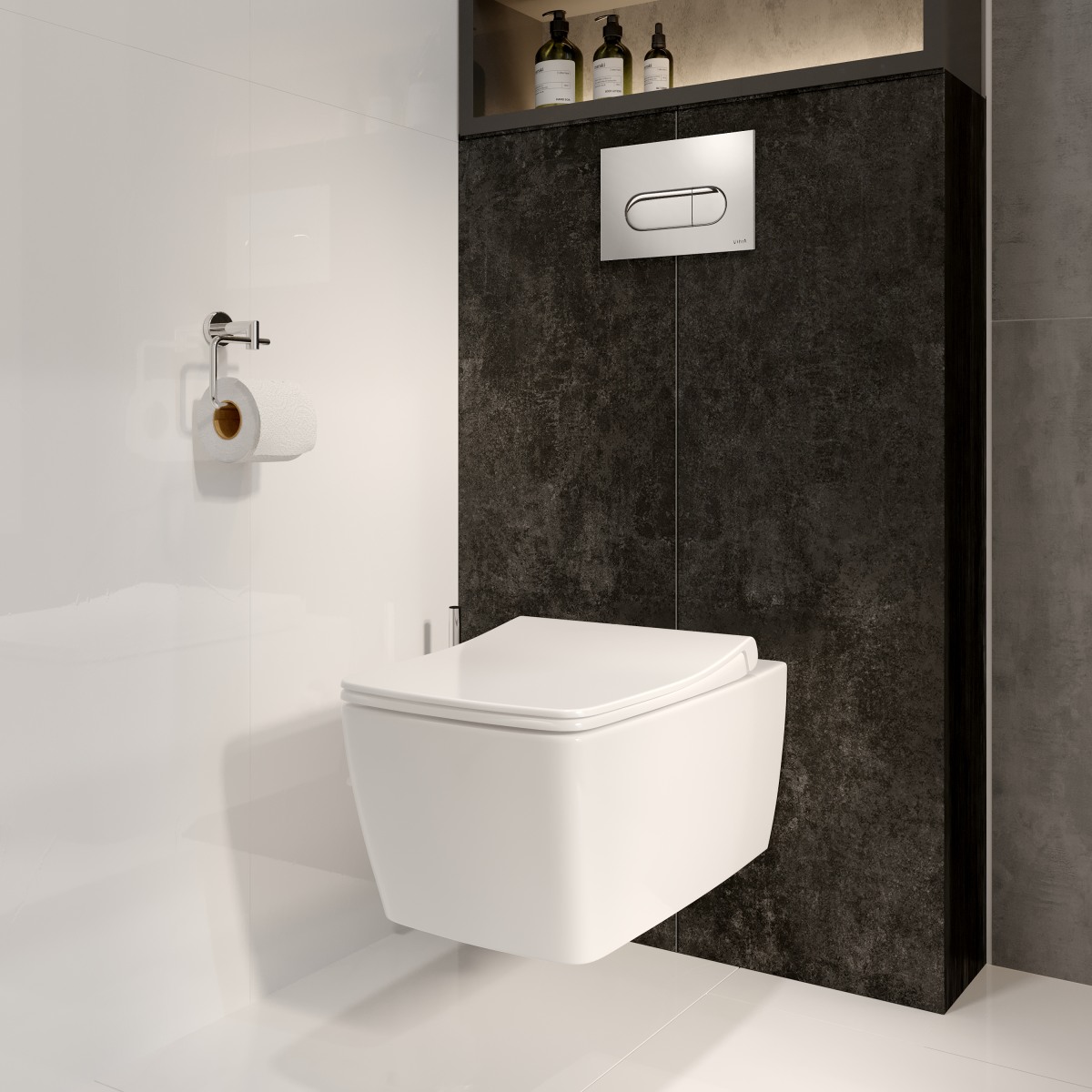 Подвесной унитаз VitrA Metropole (Метрополь) 7672B003-0075 безободковый Rim-ex (Рим-экс) белый санитарный фарфор антибактериальное покрытие Hygiene (Хайджн)
