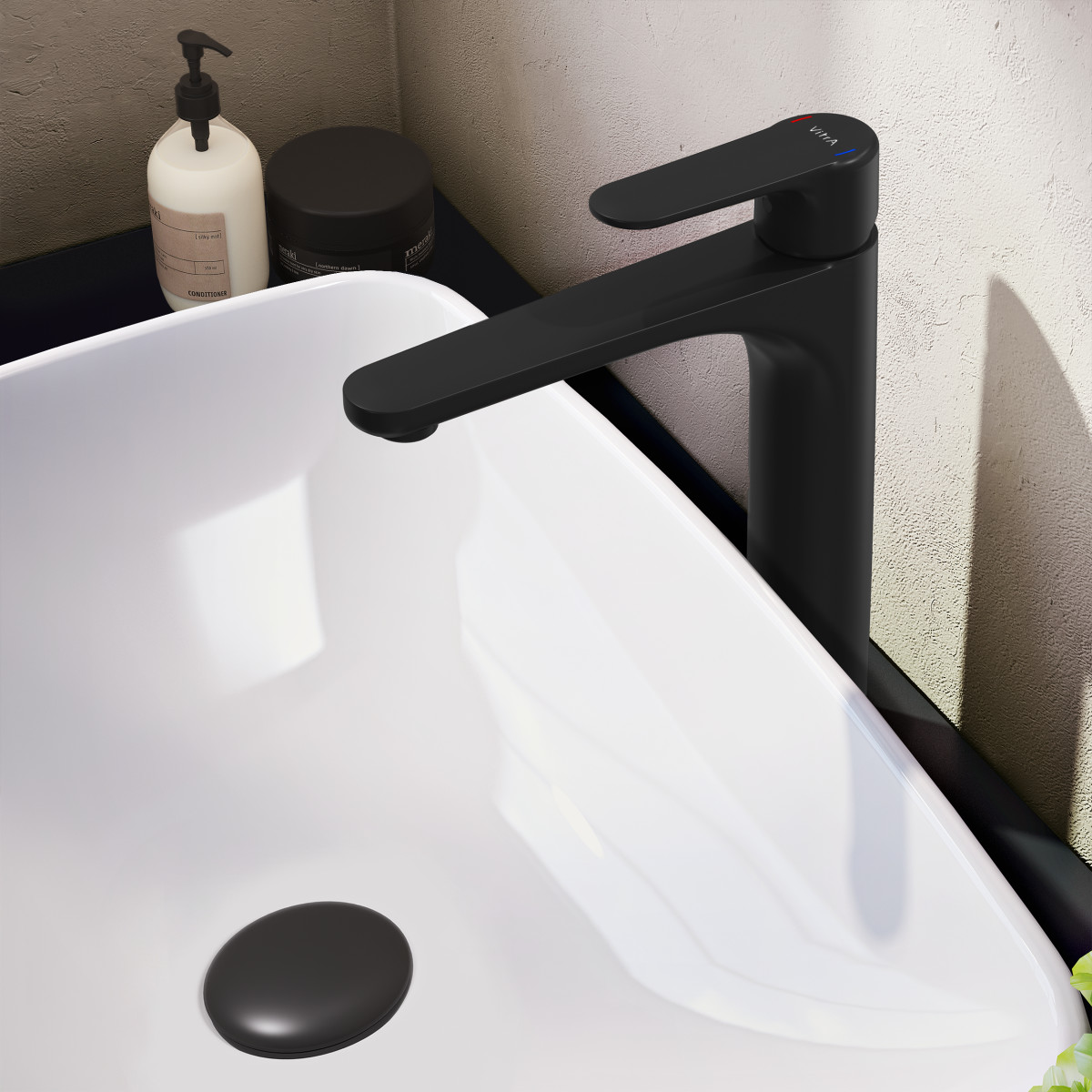Смеситель для раковины VitrA Root Round (Рут Раунд) A4270736EXP однорычажный матовый черный латунь