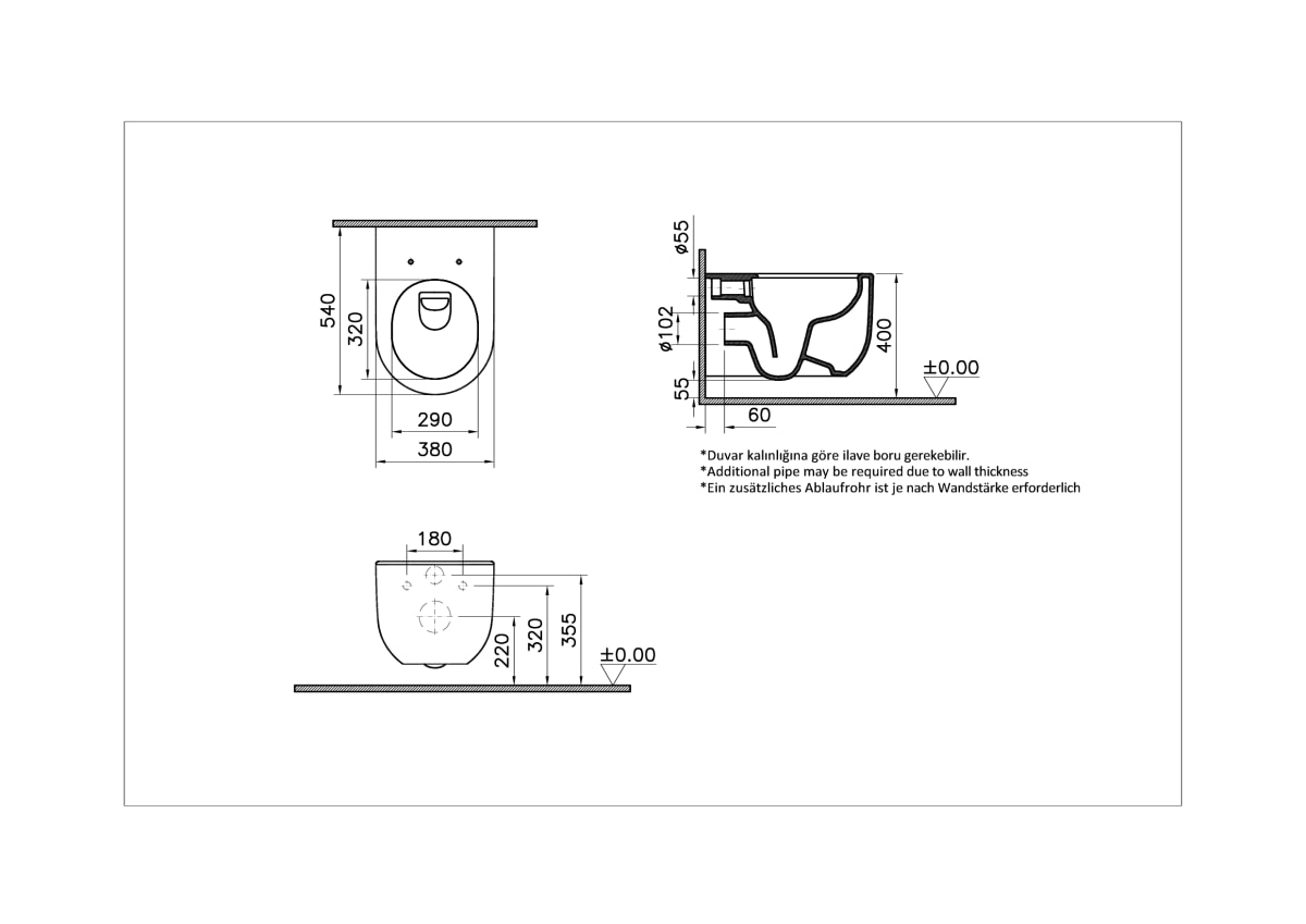 Подвесной унитаз VitrA Liquid (Ликвид) 7321B403-0075 безободковый Rim-ex (Рим-экс) белый санитарный фарфор антибактериальное покрытие Hygiene + Clean (Хайджн + Клин)