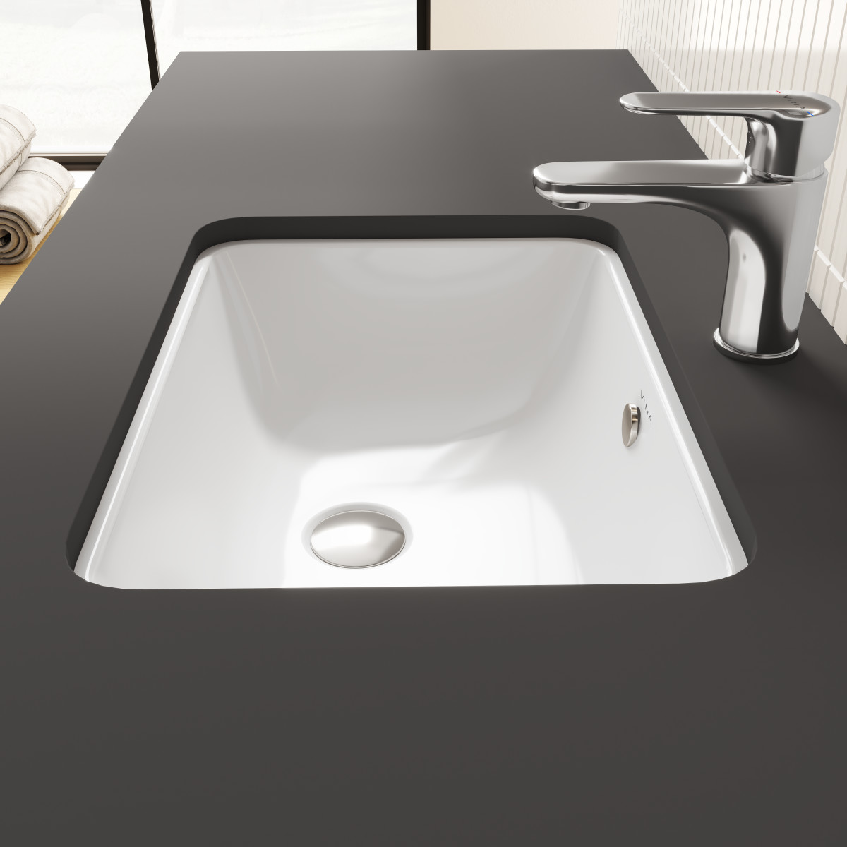 Встраиваемая снизу раковина VitrA S20 5474B003-0618 50 x 37 см прямоугольная белая антибактериальное покрытие Hygiene (Хайджн)
