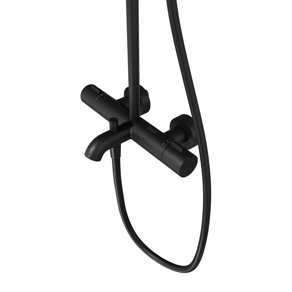 Душевая система VitrA Base Round (Бейс Раунд) A4730336EXP с термостатическим смесителем и ручным душем матовая черная латунь