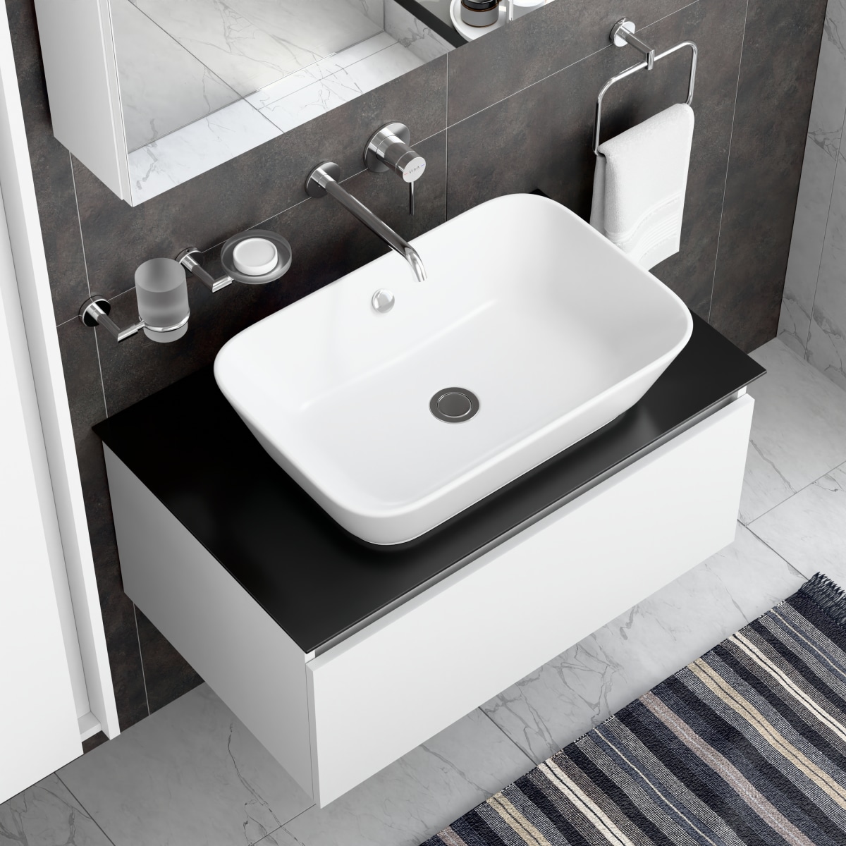 Встраиваемый смеситель для раковины VitrA Minimax Round (Минимакс Раунд) A43549EXP однорычажный хром латунь