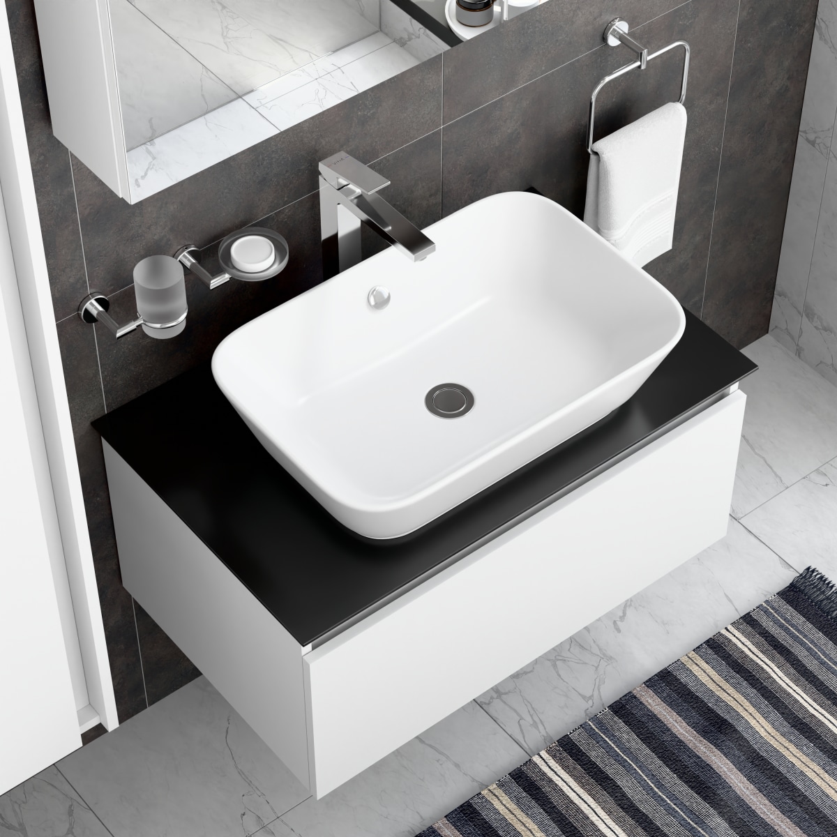 Смеситель для раковины-чаши VitrA Minimax Square (Минимакс Сквуэр) A43724EXP однорычажный хром латунь
