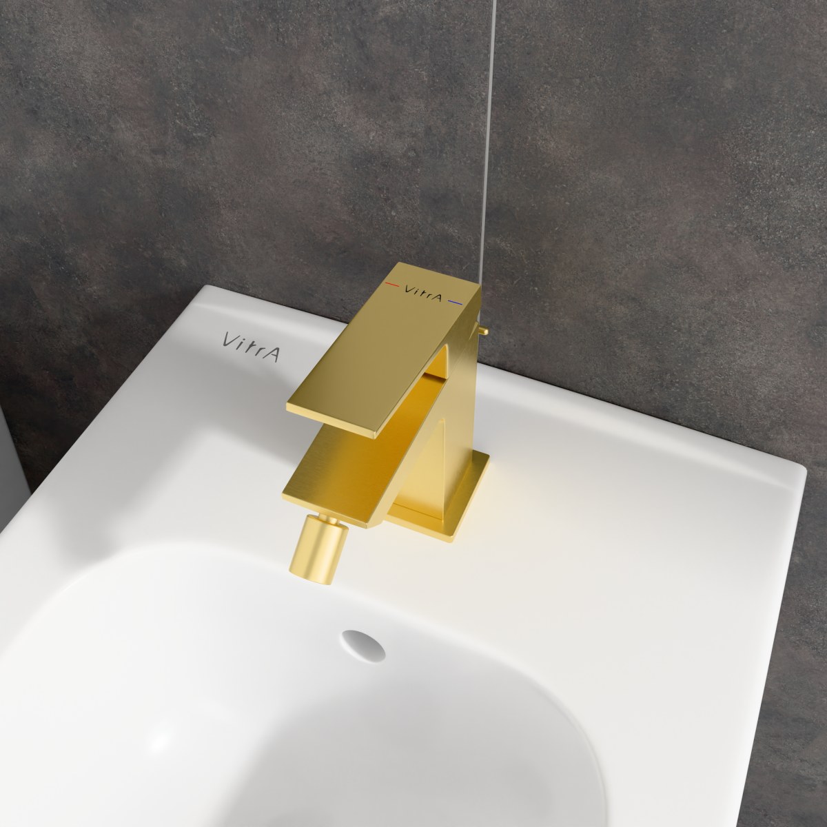 Смеситель для биде VitrA Minimax Square (Минимакс Сквуэр) A4372625EXP однорычажный брашированное золото латунь