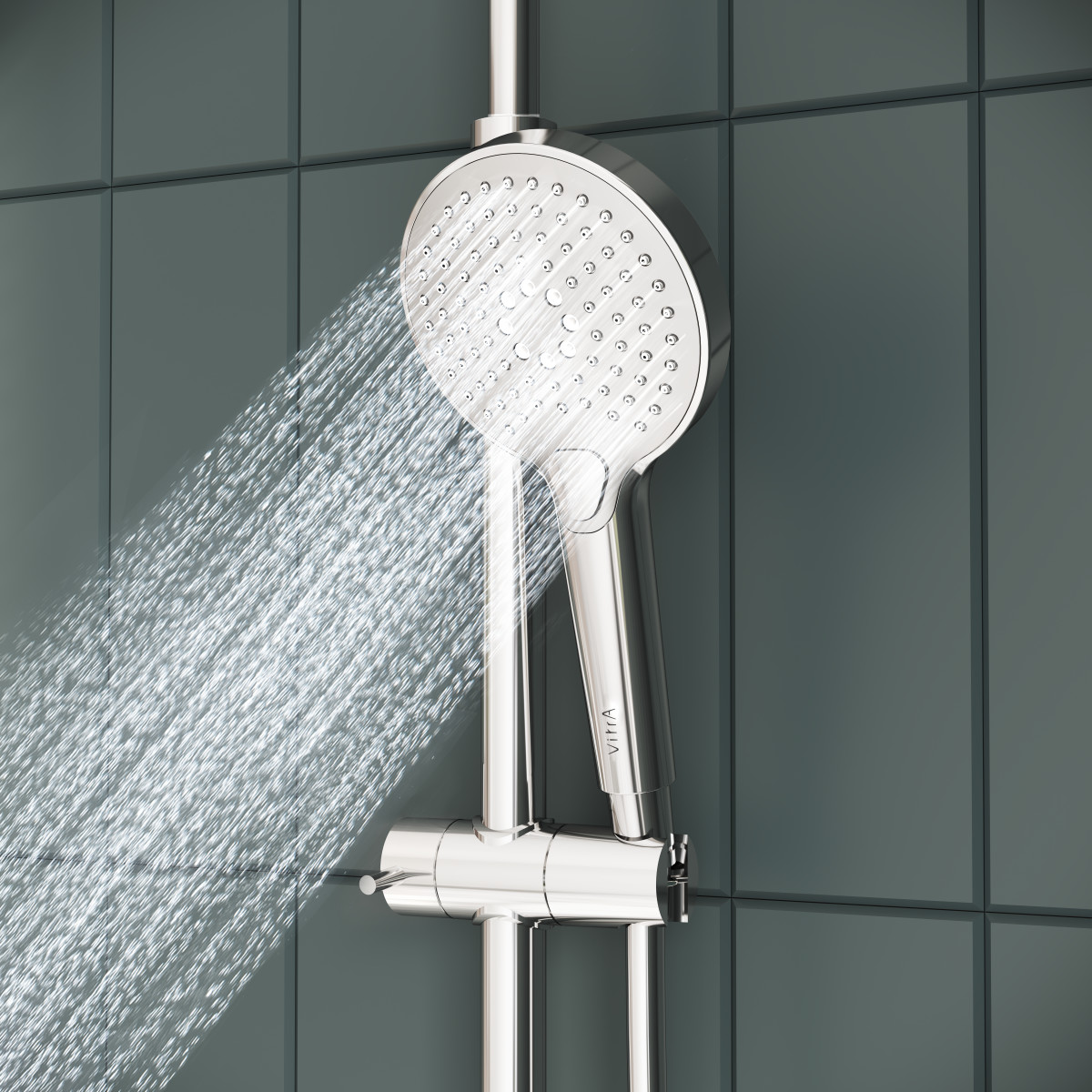 Душевая система VitrA AquaHeat (Аквахит) A47201EXP с термостатическим смесителем и ручным душем хром латунь