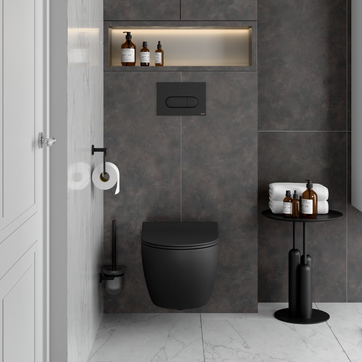 Подвесной унитаз VitrA Sento (Сенто) 7748B083-0101 безободковый Rim-ex (Рим-экс) матовый черный санитарный фарфор антибактериальное покрытие Hygiene (Хайджн)