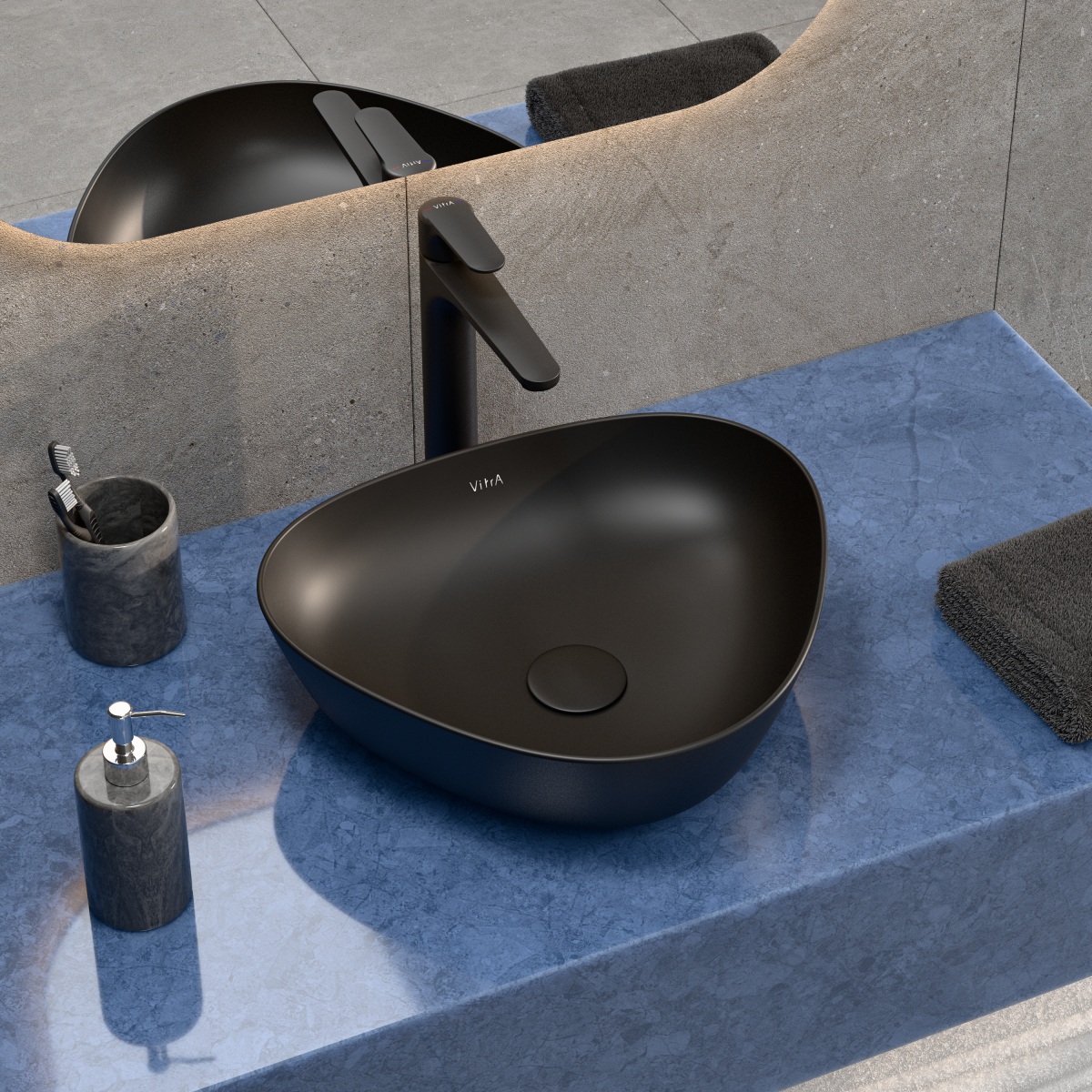 Смеситель для раковины VitrA Root Round (Рут Раунд) A4270736EXP однорычажный матовый черный латунь
