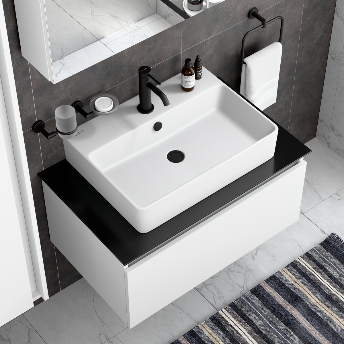 Смеситель для раковины VitrA Minimax Round (Минимакс Раунд) A4353036EXP однорычажный матовый черный латунь