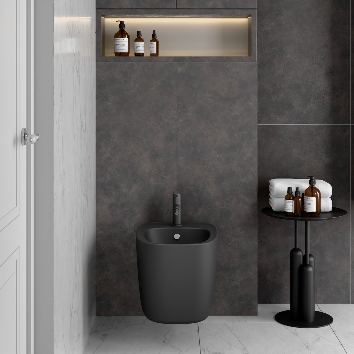 Биде VitrA Plural (Плюрал) 7831B483-0288 подвесное матовое черное с отверстием под смеситель покрытие Hygiene + Clean (Хайджн + Клин)