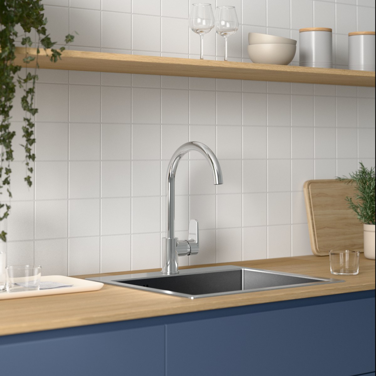 Смеситель для кухни VitrA Flow Soft (Флоу Софт) A43419EXP с поворотным изливом однорычажный хром латунь