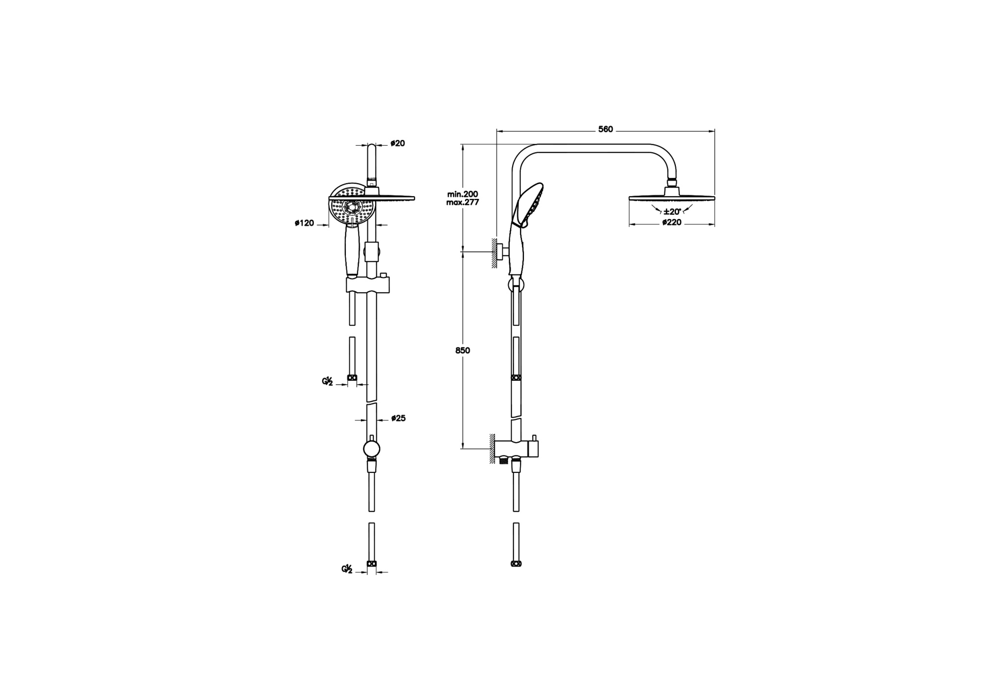 System Rain LS25 Душевая колонна, хром A45597EXP